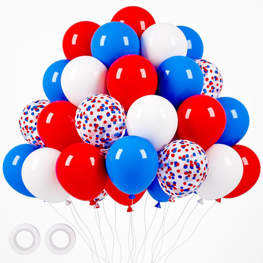 105pcs Red White Blue Balloons 12inch Party Latex Balloons for 4th of July Independence Day Graduation Anniversary Party Decorations