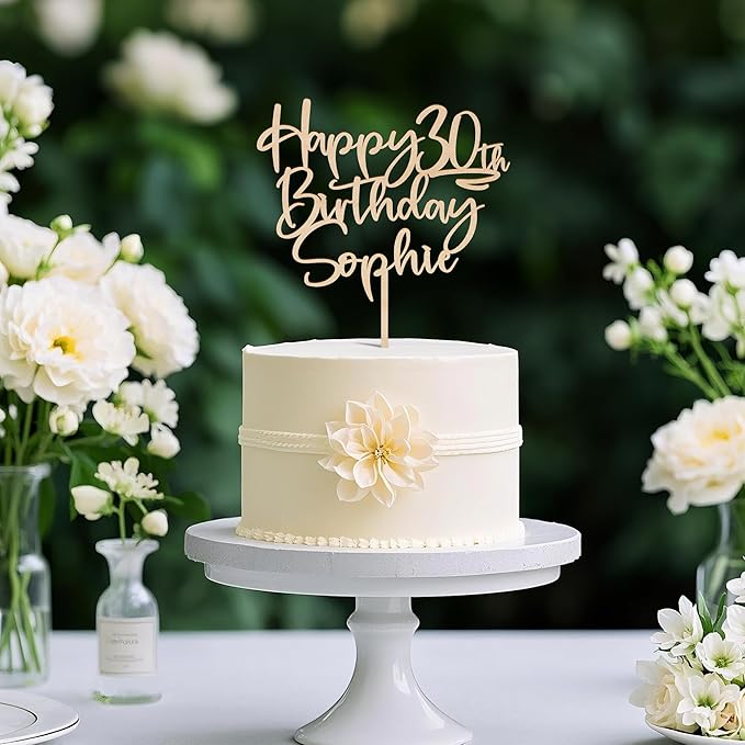 Custom Birthday Cake Topper Personalized Name Cake Decoration Wooden Happy Birthday Cake Topper (Handmade)