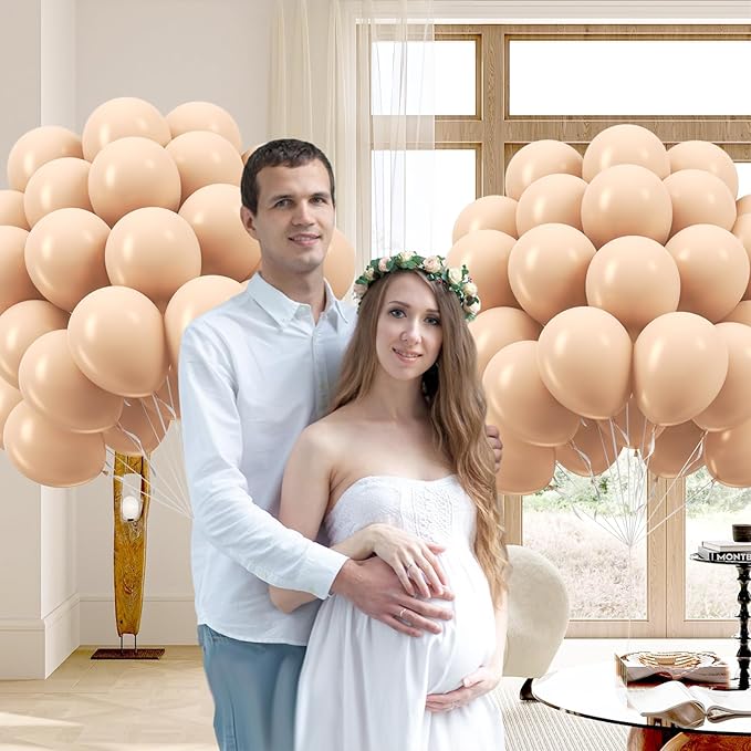 Nude Balloons 12 inch, Beige Latex Balloons 50pcs Party Balloons for Netural Baby Shower Gender Reveal Birthday Party Decorations