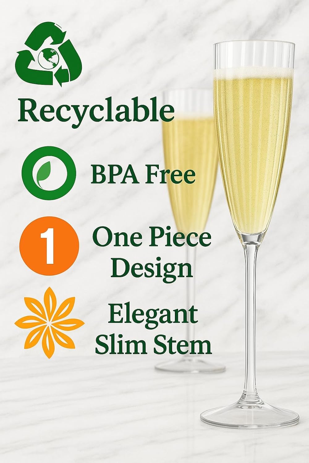 Oojami 6 Oz Clear Plastic Champagne Glasses 24 Pack Hard Disposable Plastic Champagne Flute Ideal for Home Daily Life Party Wedding Toasting Drinking Champagne Reusable Party Supplies