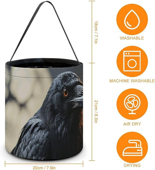 Halloween Candy Bucket - Frightening Halloween Crow Trick Or Treat Candy Bag, Gift Bag for Party Favor Supplies