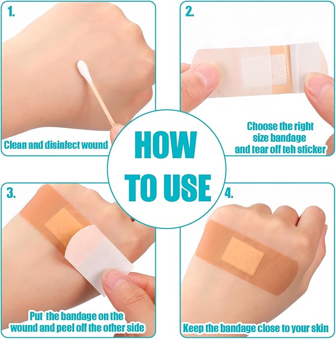 720 Pcs Variety Bandages Pack Assorted Sizes Waterproof Breathable Adhesive Fingertip Bandages Bulk for First Aid Wound Care Scrapes Blister
