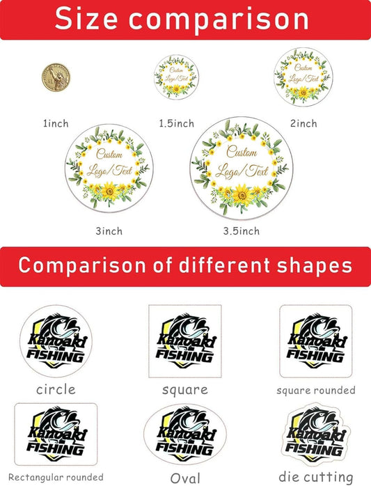 Custom Stickers for Weddings, Birthdays & Businesses - Personalized Labels with Your Logo - Waterproof, Fade and Heat Resistant - Pack of 100-1000 (Wreath S, 3.5 Inch)
