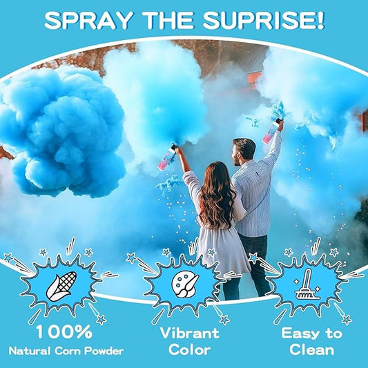 Gender Reveal Fire Extinguisher, 2 Pack Baby Boy Gender Reveal Ideas Party Decor, Biodegragable Gender Reveal Party Supllies (Large)