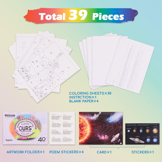 Digichroma Coloring Book for Kids Ages 6-12 |AI Art Tool & Heat-Erasable Coloring Sheet with Portfolio, Poem & Solar System Stickers, Art Supplies, Christmas Birthday Gift for Boys Girls Teens