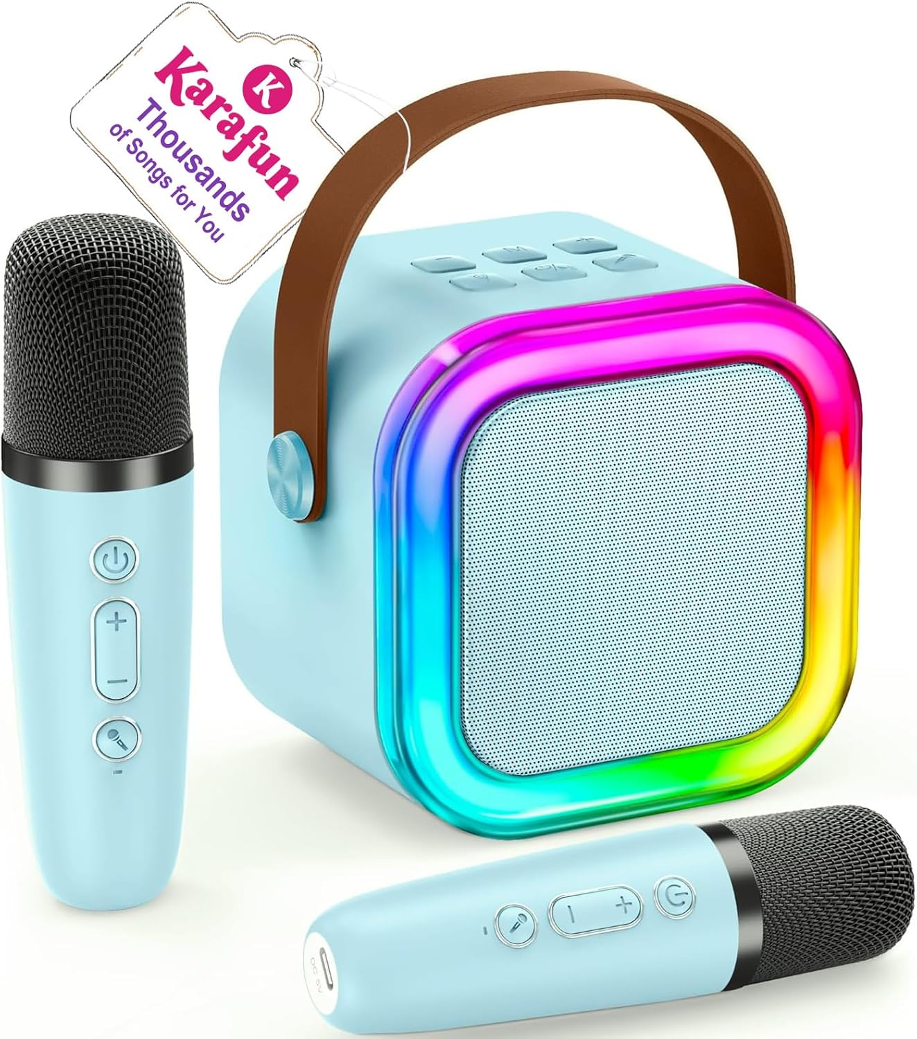 Mini Karaoke Machine for Kids, 2025 TOP Toys Christmas Birthday Gifts Ideas for Girls Ages 4, 5, 6, 7, 8, 9, 10, 12+ Years Old, Portable MP3 Player with 2 Wireless Mics for Party
