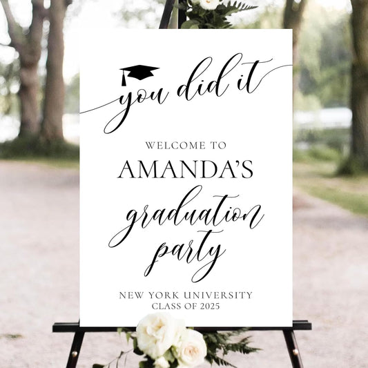 Personalized Graduation Party Welcome Sign, Graduation Decorations Senior 2025 Sign, Graduation Signs Class Of 2025, High School, College Graduation, Congrats Grad Sign, You Did It Graduation Sign
