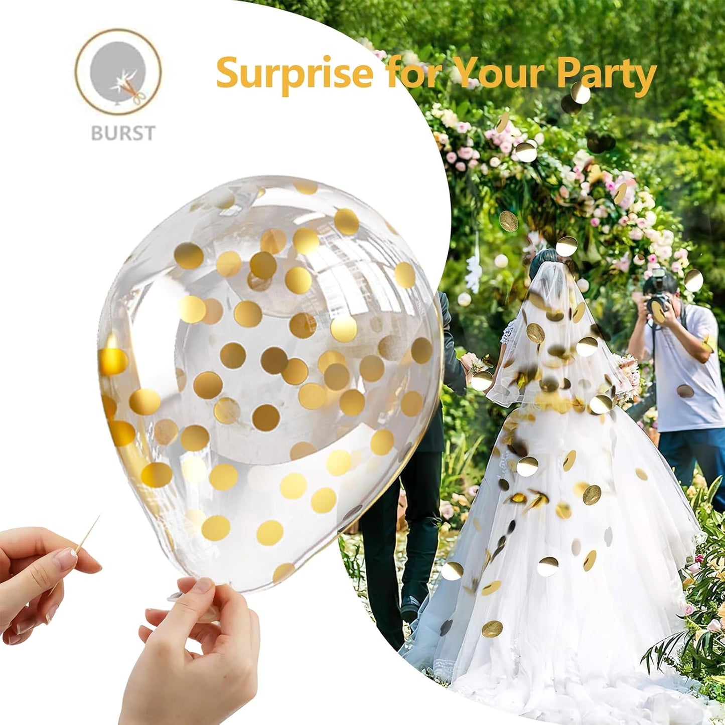 Bezente Black and Gold Confetti Balloons,60pcs 12 inch Black White and Gold Metallic Latex Party Balloons Set with Gold Ribbon for Birthday,Wedding,Baby Shower,Gold Theme Party Graduation Decorations