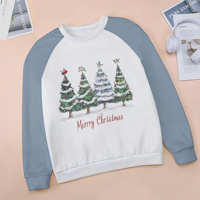 LOAIHA Christmas Sweatshirts for Women Christmas Tree Graphic Shirt Xmas Long Sleeve Merry Christmas Pullover Blouse