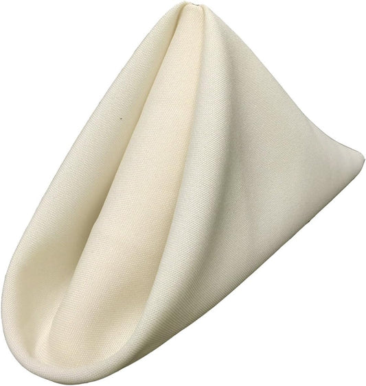 LA Linen 10-Pack Poly Poplin Napkin, Soft Cloth Napkins, Washable Reusable Napkins, Stain and Wrinkle Resistance Table Napkins for Dinner, Wedding, Parties, 17 by 17-Inch, Ivory