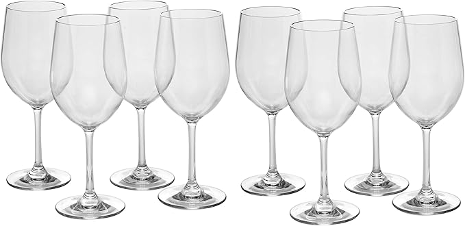 D'Eco Unbreakable Tritan Stemmed Wine Glasses, 12 oz (Set of 8) - Shatterproof, Crystal-Clear, BPA-Free Tumblers – Indoor & Outdoor Cups Great for Parties & Entertaining - Mothers Day Gift for Mom