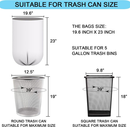 5 Gallon Trash Bags - 20 Liter Strong Garbage Bags Small Clear Liners for Office Kitchen Bathroom Home Wastebasket, 105 Count