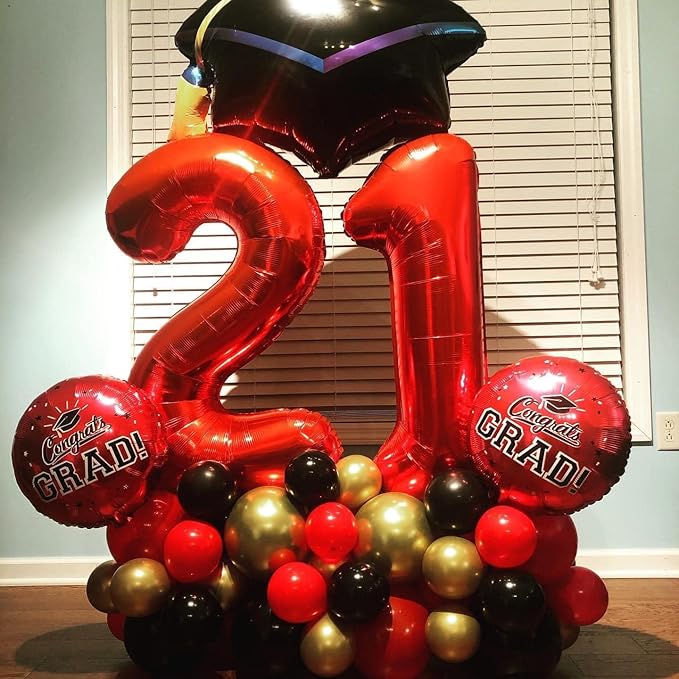 Red Number 1 Balloon 40 Inch, 1st Birthday Balloon for Baby Boy Girl Toddler First Birthday Decorations, Shiny Red Party Supplies