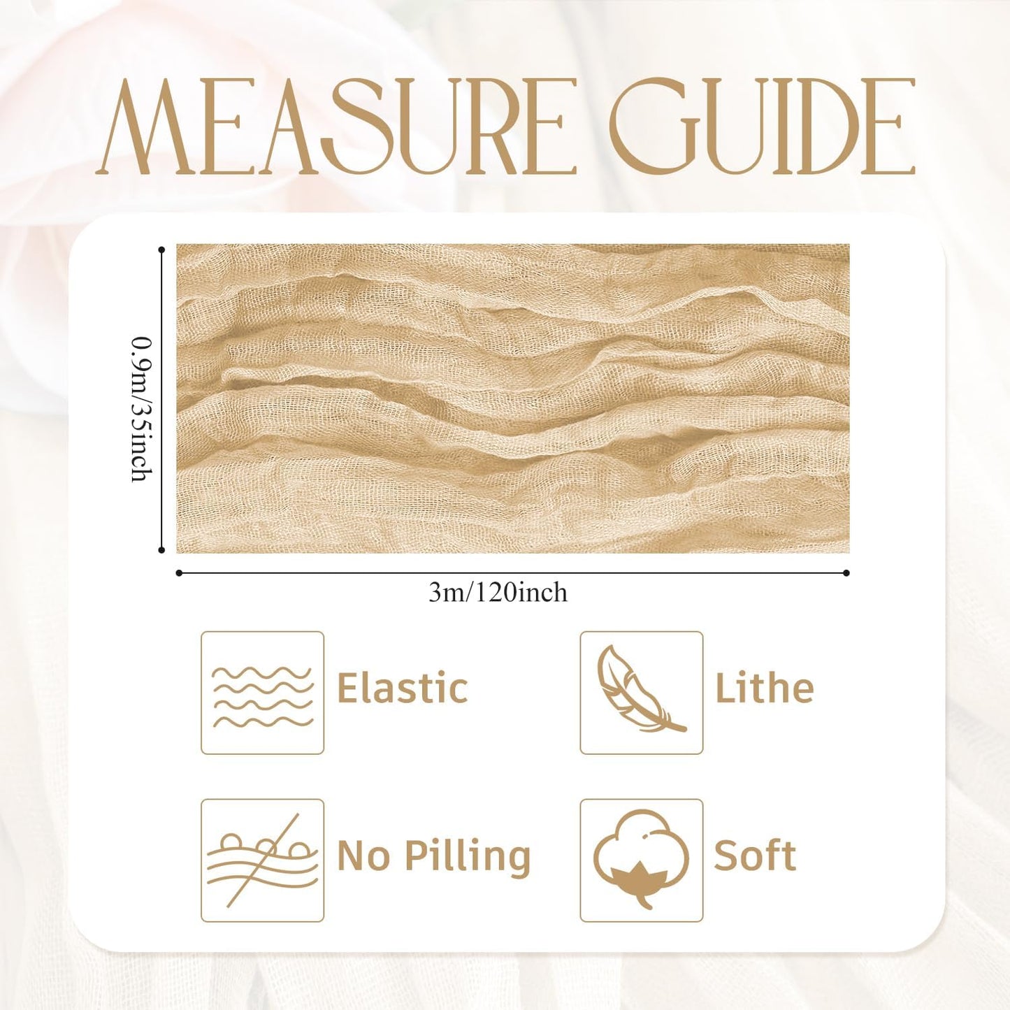 Wokceer Cheesecloth Table Runner 6Pack 10FT Sand Christmas Gauze Cheese Cloth Table Runner for Party Long Rustic Sheer Table Runners for Baby Bridal Shower Wedding Easter Table Decor