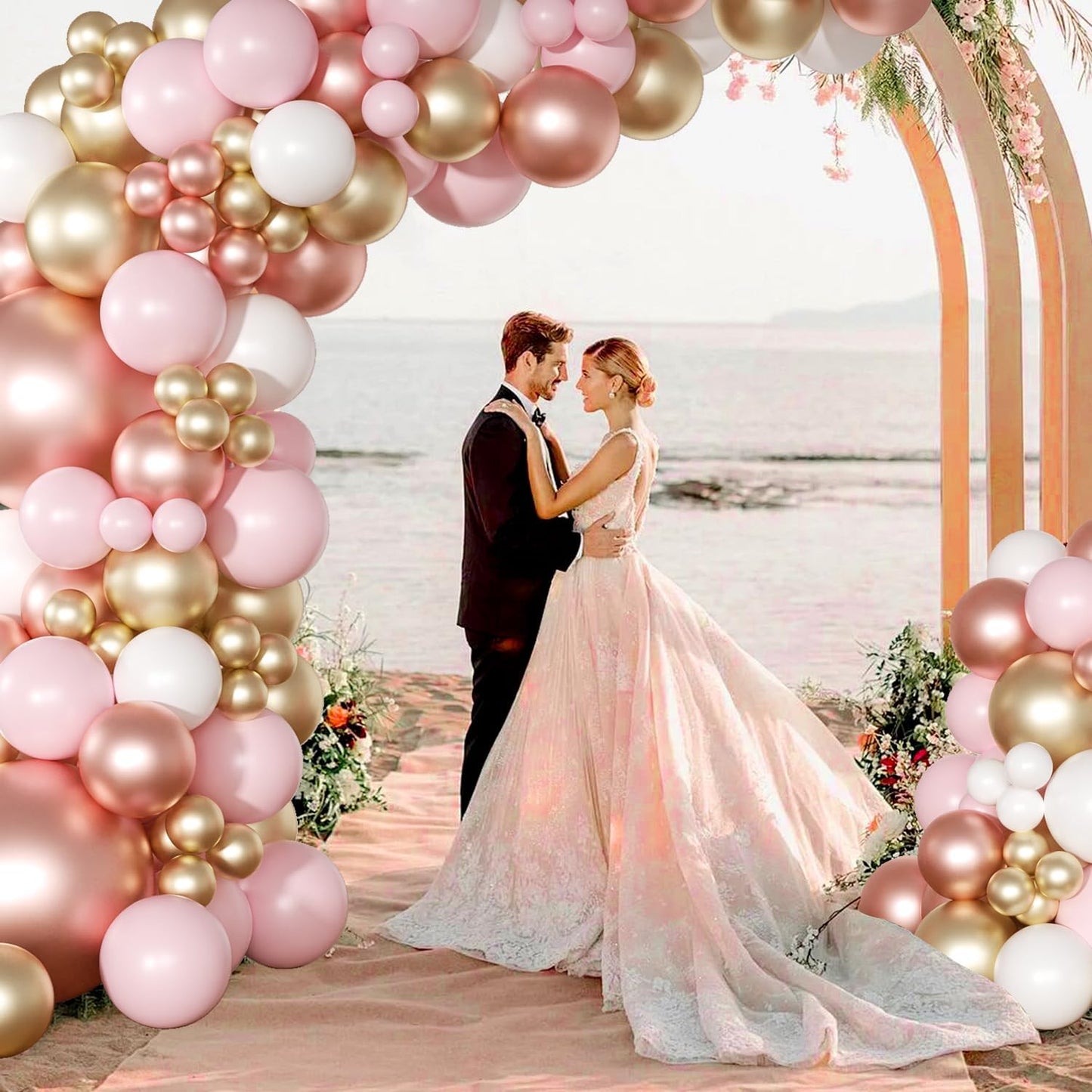 Rose Gold Pink Balloon Arch Kit 163 Pcs rose gold Balloon Garland Kit Include Rose Gold Pink White Balloons for Wedding Birthday Bridal Baby Shower Party Decorations