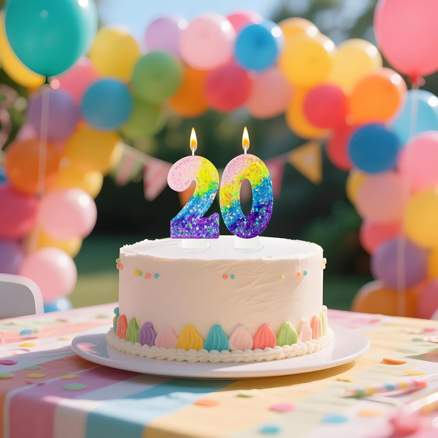 Birthday Candles Pastel Macaron Glitter 3D Rainbow Number Candles for Birthday Cake Girls Women Sweet Theme Birthday Wedding Anniversary Party Cake Decoration (Number 0)