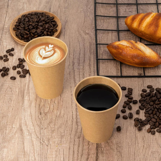 RACETOP [300 Pack] 12 oz Coffee Cups, Disposable Coffee Cups, Kraft Paper Cups, Hot Cups Unbleached for Home, Stores, Cafes, Office