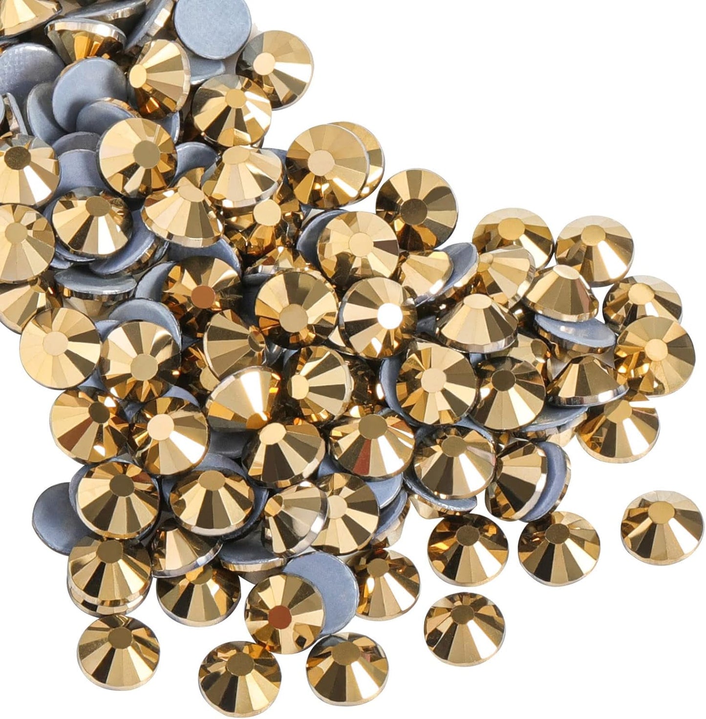 Beadsland Hotfix Rhinestones, 2880pcs Flatback Crystal Rhinestones for Crafts Clothes DIY Decorations, Aurum, SS8, 2.3-2.5mm