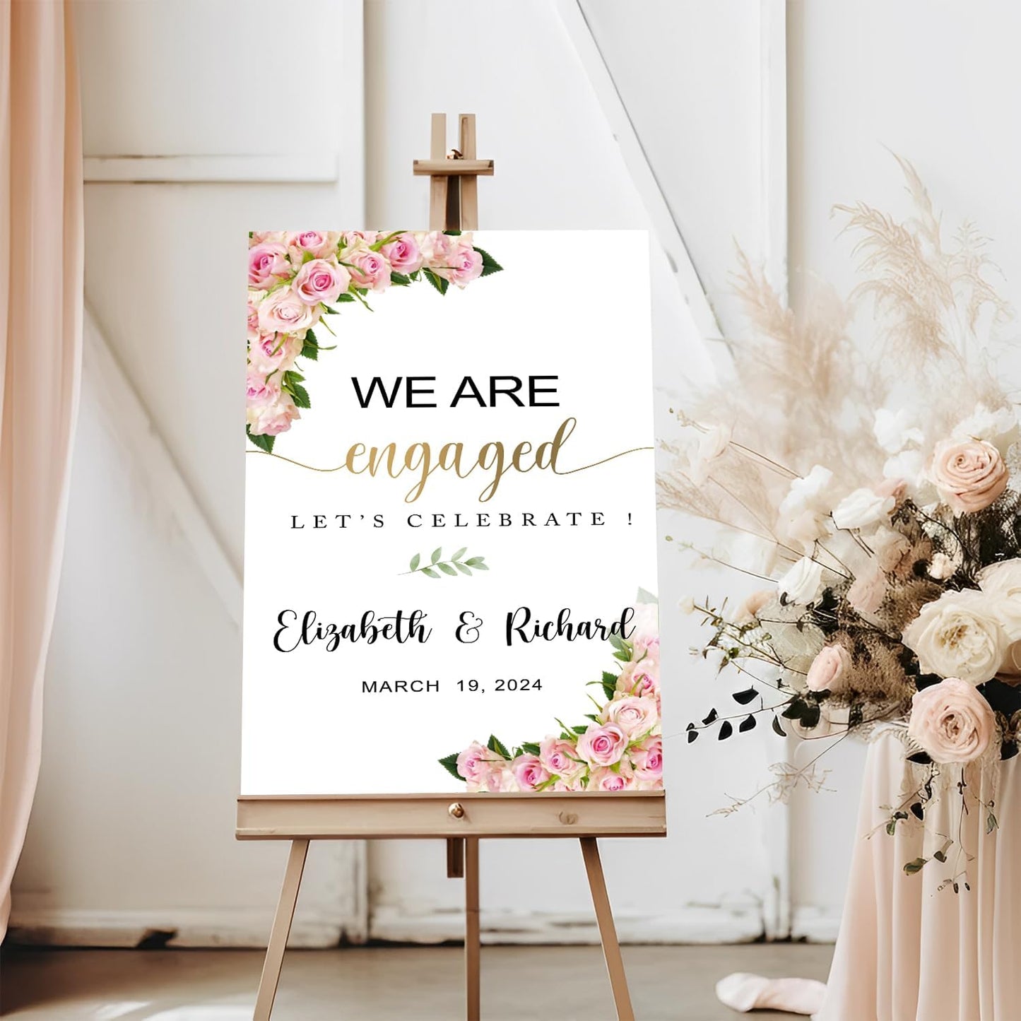 Engagement Party Sign, Blush Engagement Decor, Minimal Engagement Party Welcome Sign Portrait, We Are Engaged Printable Sign Template, Custom Engagement Welcome Sign
