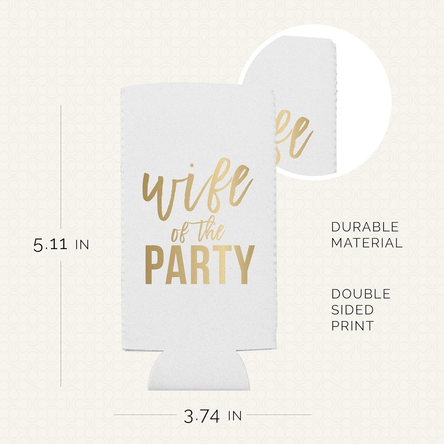 Wife of the Party and The Party Bachelorette Can Coolers - Set of 12, Perfect for Decorations and Bridesmaid Gifts (Dusty Rose, Slim)