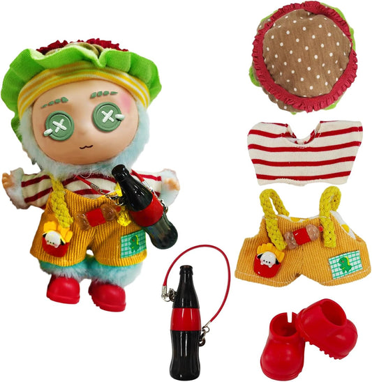 Doll Clothes for 17cm Dolls (No Doll Included) - Stylish and Adorable Outfits for Boys and Girls, Toy Fashion Accessories, Include Hat, Small Bottle Pendant, Canvas Shoes(Mcd-Hat)