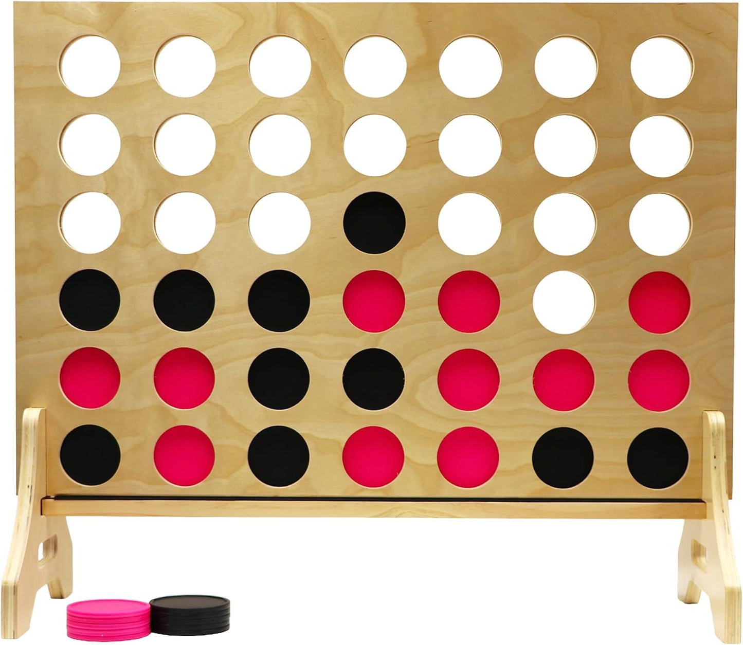 Tailgating Pros Premium Giant Four in a Row with Carrying Case - Jumbo Oversized Outdoor Yard Game - Connect Multiple Pucks in a Row to Win - Many Puck Colors Available!