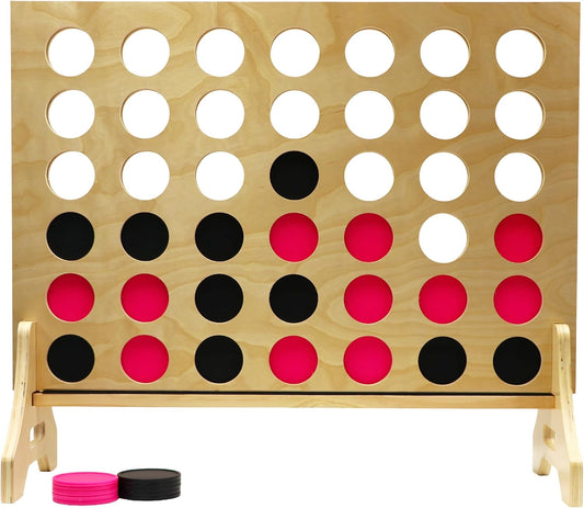 Tailgating Pros Premium Giant Four in a Row with Carrying Case - Jumbo Oversized Outdoor Yard Game - Connect Multiple Pucks in a Row to Win - Many Puck Colors Available!