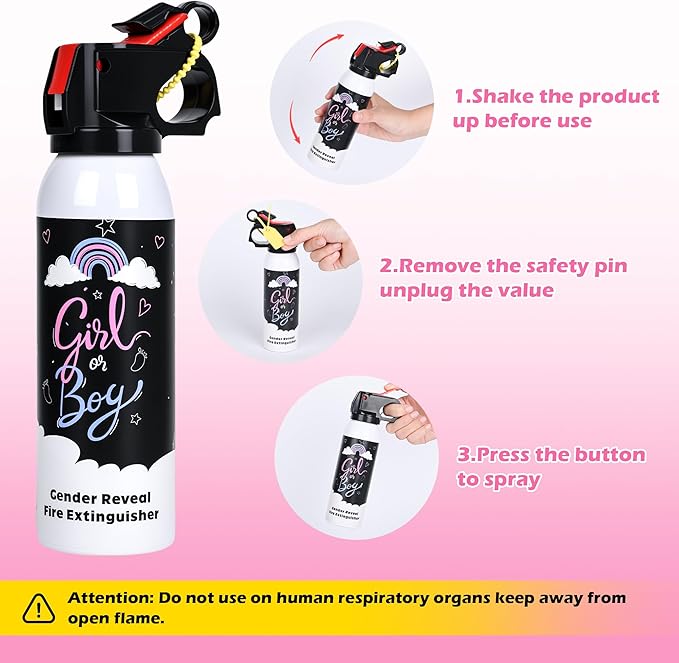 Baby Gender Reveal Fire Extinguisher; Colorful Smoke Powder Spray; 100% Safe and Eco-Friendly Gender Reveal Party Idea (100g pink 2pcs)