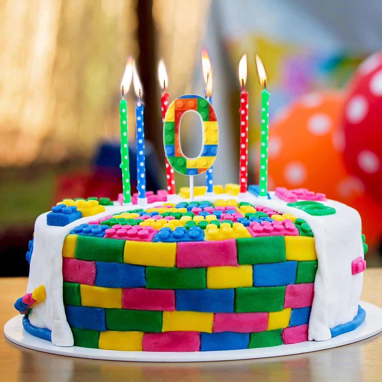 Building Block Number 0-9 Birthday Cake Candle Numeral Birthday Sparkler Candles for Building Block Cake Topper for Party Decorations Supplies(Number 0)