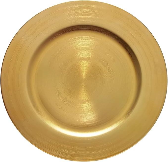 13inch Round Plastic Charger Plates Set of 8,Gold Charger for Dinner Plates,Decorative plates for Wedding,Party,Event Tabletop. (Metallic foil Gold)