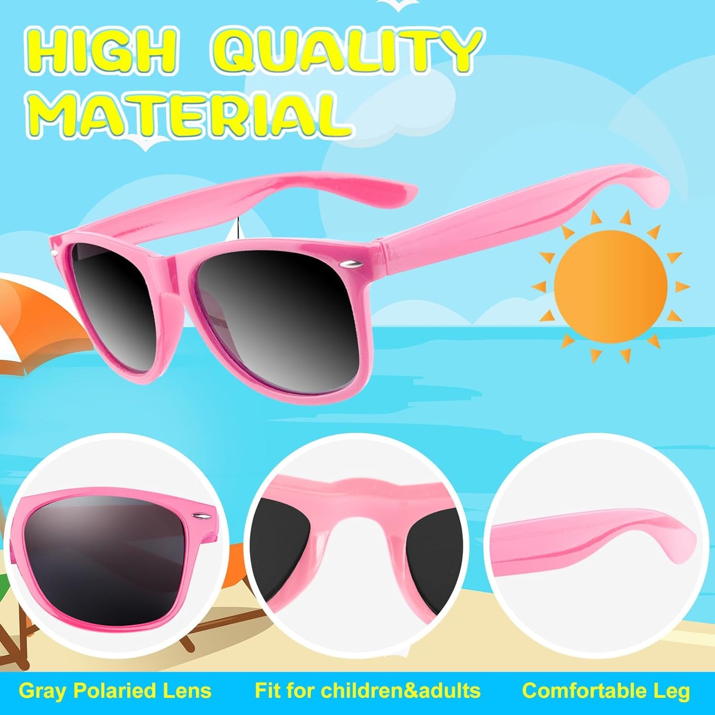 ASTARON 12 Pack Party Sunglasses Bulk Neon Party Favors for Beach Wedding Party Pool Party Supplies