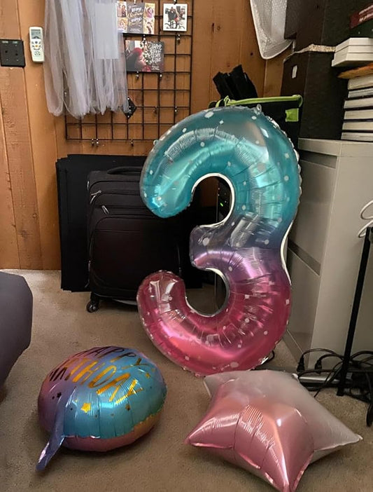 40 Inch Pink Purple Blue Numbers 9 Balloon, Balloons Decorations for 9 19 90 Birthday Party, Engagement, Wedding, Graduations, Photo Shoot Supplies