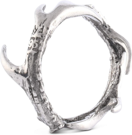 Vagabond House Solid Pewter Cast Metal Antler/Horn/Deer Rustic Napkin Ring Artisan Handcrafted for Refined Cabin Lodge Mountain Table Heirloom Quality (Sold as Single Ring) 1.5 inch Diameter