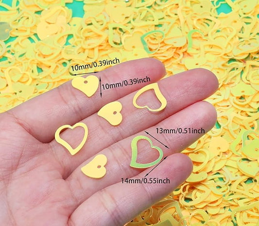 ONLYKXY 1200Pcs Love Heart Shaped Confetti, Table Wedding Decoration, Glitter Confetti for Wedding Party (Glitter Yellow)