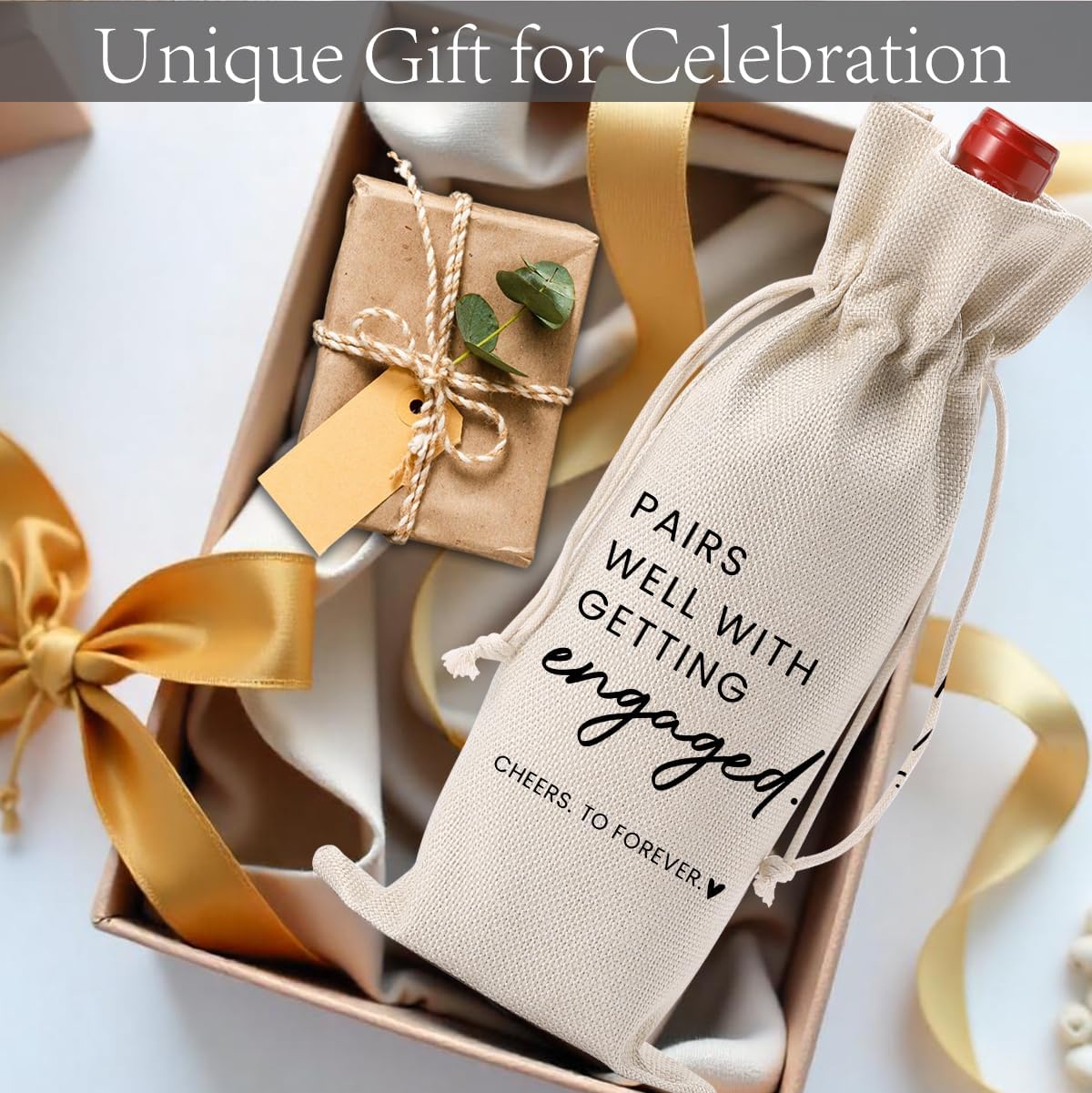 FBCCZEY Engagement Gifts for Women Bride Engagement Gifts for Couples Boyfriend Girlfriend Fiance Future Mrs Newlywed Engaged Wedding Bridal Shower Wedding Party Wine Bag Gift Set with Wine Label