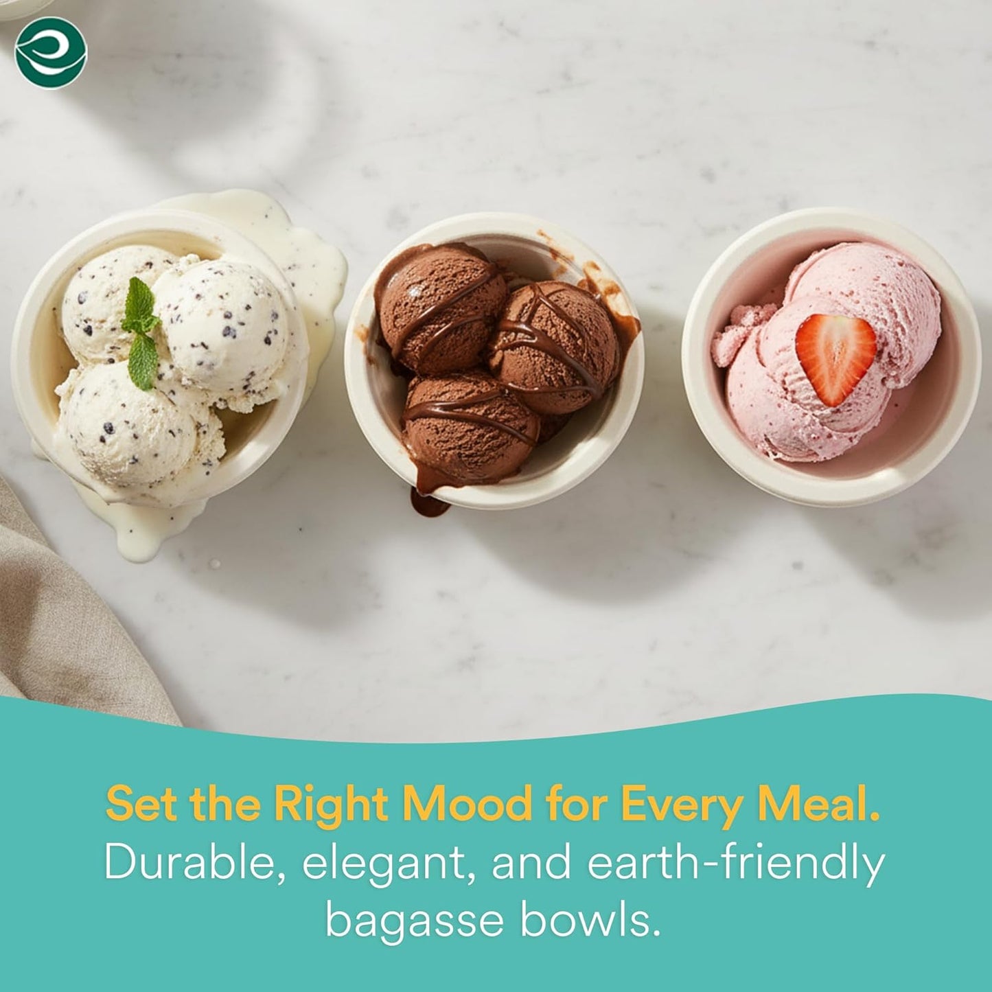 ECO SOUL 100% Compostable 12 Oz Soup Bowls [4 Packs of 125] Disposable dessert bowls I Heavy duty paper bowl I Eco-friendly salad bowl I Biodegradable large Bowls