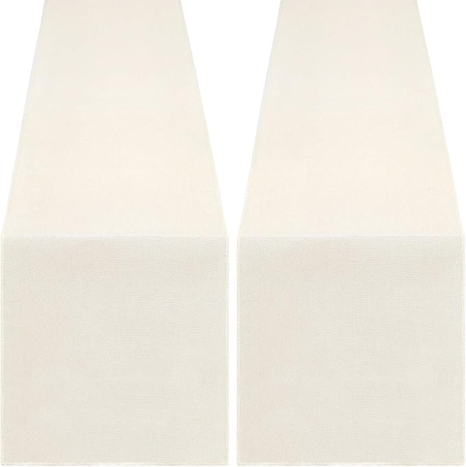 B-COOL White Table Runners 2Packs 13x108inch Burlap Linen Style Rustic Farmhouse Table Runner Wedding Farmhouse Boho Dining Party Home Decoration