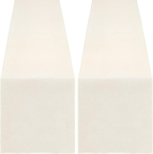 Burlap Table Runner White Wedding Table Cover Pack of 2 Long Rolls for Farmhouse Living Room Rustic Wedding Decoration