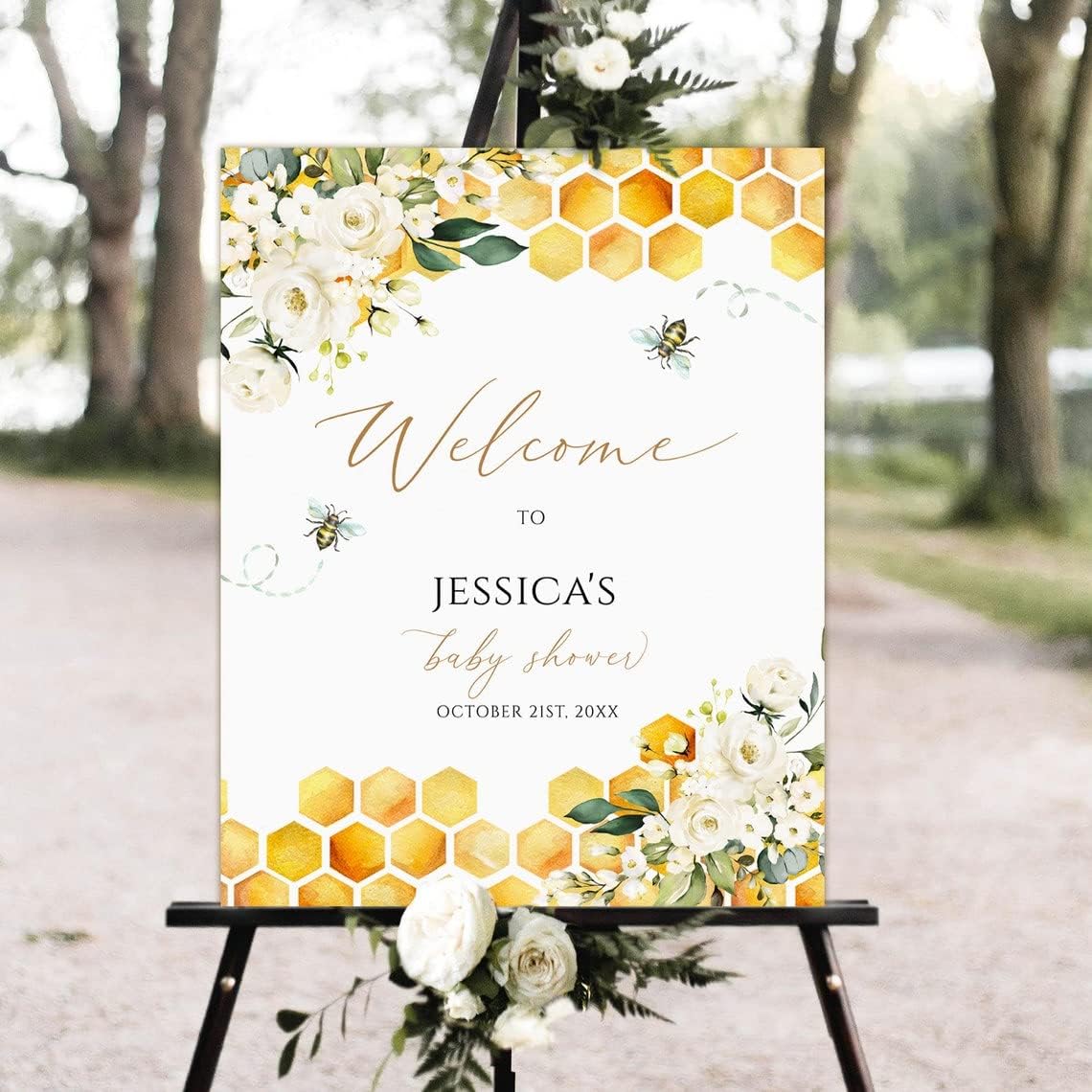 Rustic Honey Bumble Bee Baby Shower Welcome Sign Baby Sprinkle Welcome Sign Yard Sign, Welcome Sign Baby Welcome Sign, Baby Shower Decorations, Baby Announcement Sign