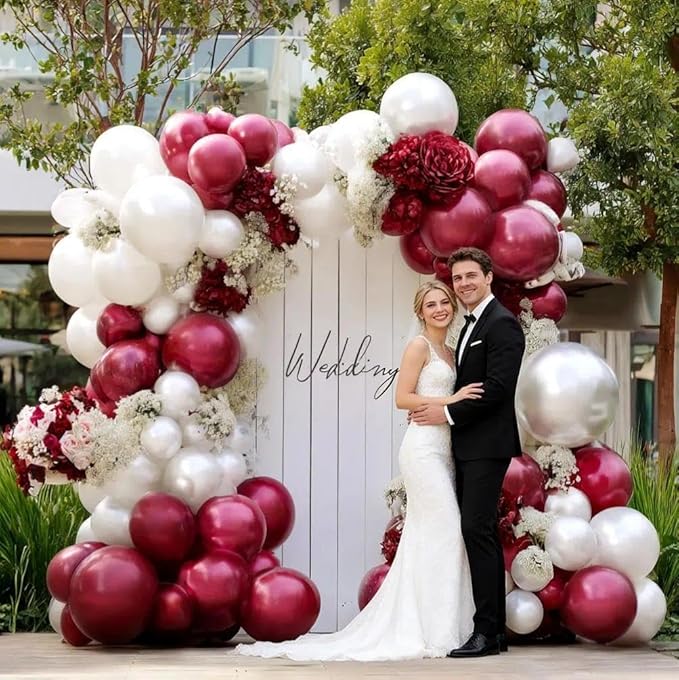 Pearl White Balloons Double Stuffed Latex Pastel White Balloon Garland Different Sizes 18/12/5in Cream Balloon Arch Kit for Wedding Bridal Valentine Mother's Day Frozen Birthday Party Decorations