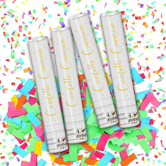12" Confetti Poppers with Colorful Filling - Confetti Cannon Party Poppers for Birthday Wedding Graduations Fiesta Christmas New Year Celebrations - Easy to Use, Biodegradable Confetti - Pack of 4