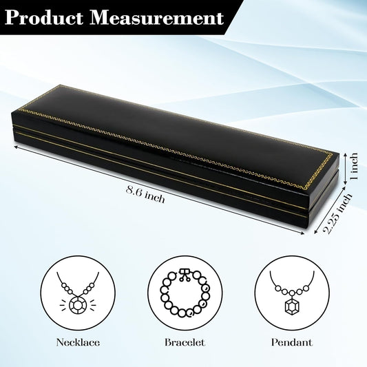 Novel Box Black Jewelry Box for Bracelets 8.6x2.25x1 Inches - Bracelet Gift Boxes with Gold Trim - Faux Leatherette Bracelet Storage Case - Gift Presentation Cases for Bracelets Only