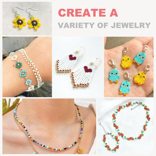 Redtwo 8000pcs 3mm Glass Seed Beads for Bracelet Making Kit, Small Beads Friendship Jewelry Making Kit, Letter Beads with Elastic String, DIY Art Craft Girls Gifts.
