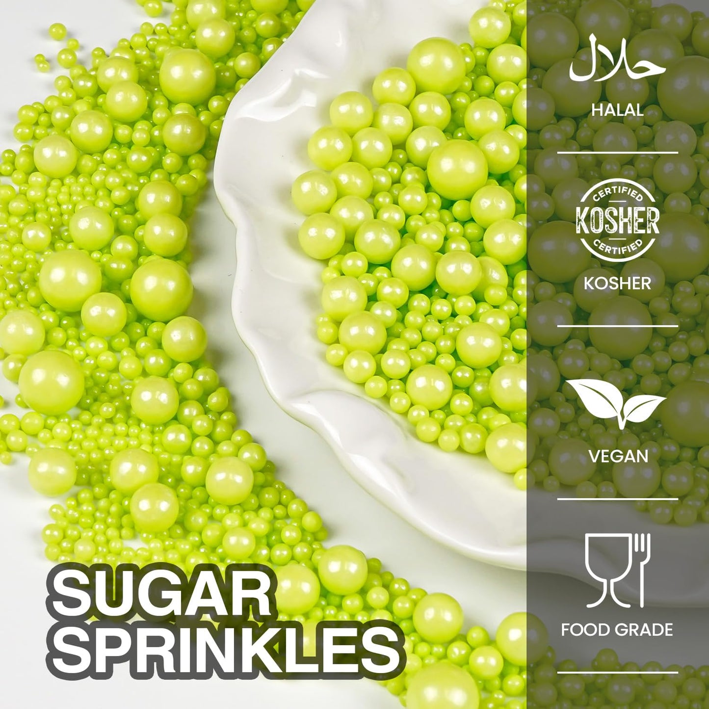 Christmas Green Pearl Sprinkles, Edible Candy Sugar Pearls, 150g/5.29oz, Mix Size, Cake Decorations & Cupcake Toppers, Wedding Party, Easter Supplies, Foodgrade Decoration