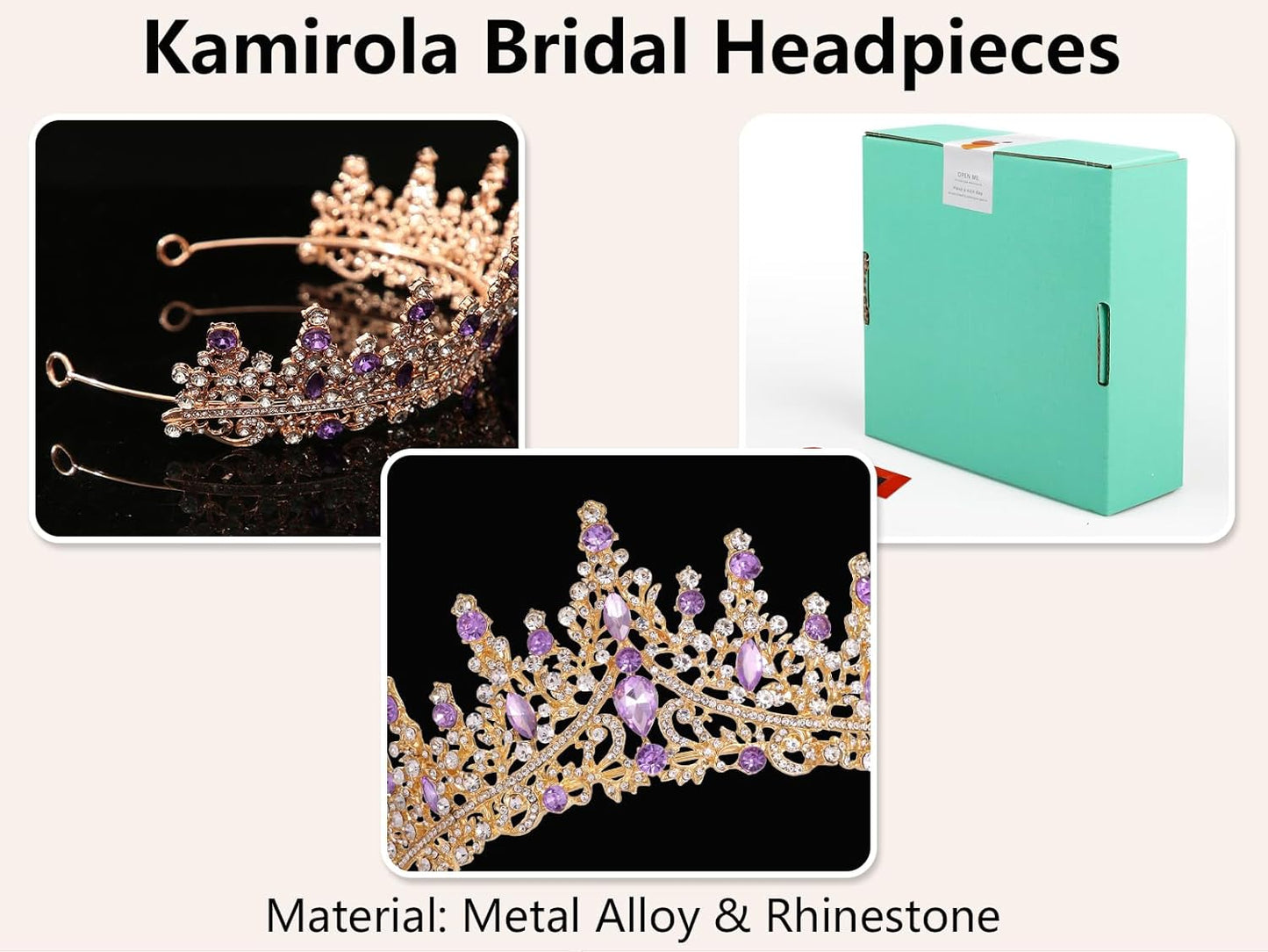 Kamirola Crystal Crowns and Tiaras Headband for Girl or Women Birthday Party Wedding Prom Bridal Halloween Christmas （TR19）