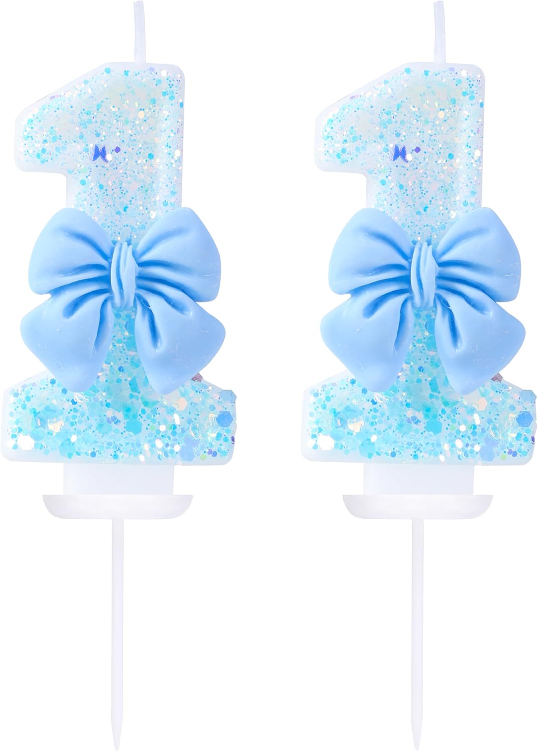 11 Birthday Candles Blue Bow Number 11 Cake Candles, 11th Cake Topper Decorations for Kids Pets Pastel Birthday Party Supplies (Number 11)