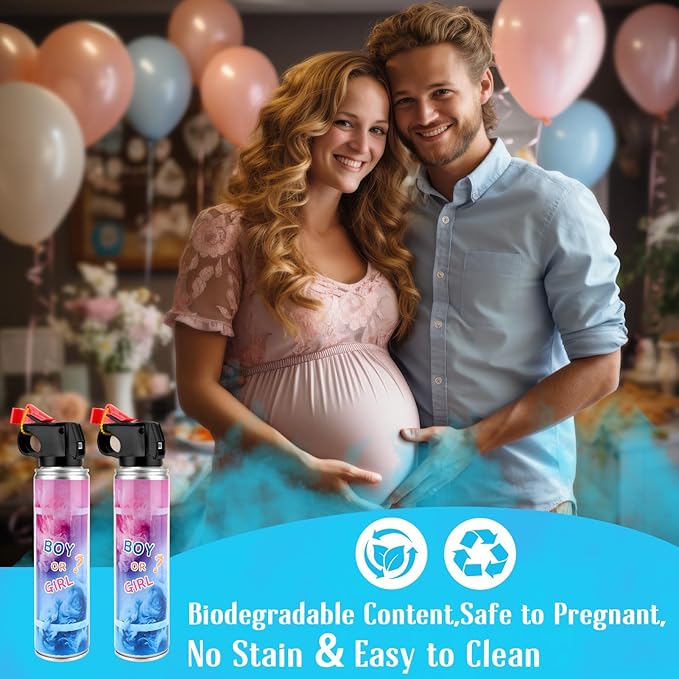 QIYVLOS Gender Reveal Fire Extinguisher 2 Packs, Gender Reveal Smoker Bomb, Baby Boy Reveal Party Ideas for Gender Reveal Decorations (Large, Blue)