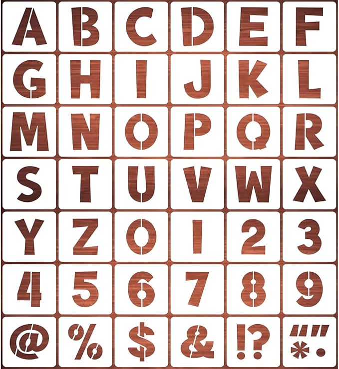 REOLAN 3 Inch Letter Stencils for Painting - 42 Pack Alphabet Letter and Number Stencil Templates with Signs for Painting, Reusable Letters Numbers Stencils for Chalkboard Wood Crafts & Wall Decor