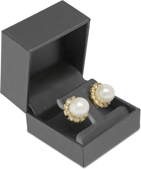 Novel Box Earring Tree Silver Jewelry Box 2.37x2.37x1.87 Inches - Earrings Gift Box for Proposal Wedding Engagement - Faux Leatherette Jewelry Display Box - Gift Presentation Boxes for Earrings