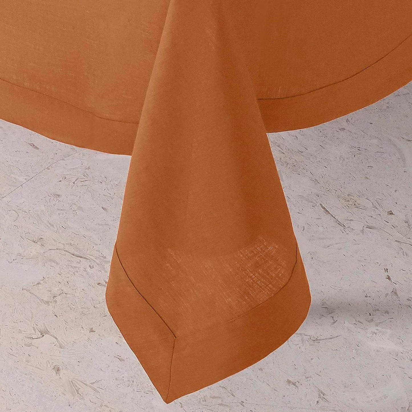 D'Moksha Homes Linen Rust Tablecloth 60 x 132 Inch - 100% Pure Linen Rectangular Tablecloth - Machine Washable Table Cloth for Fall and Halloween